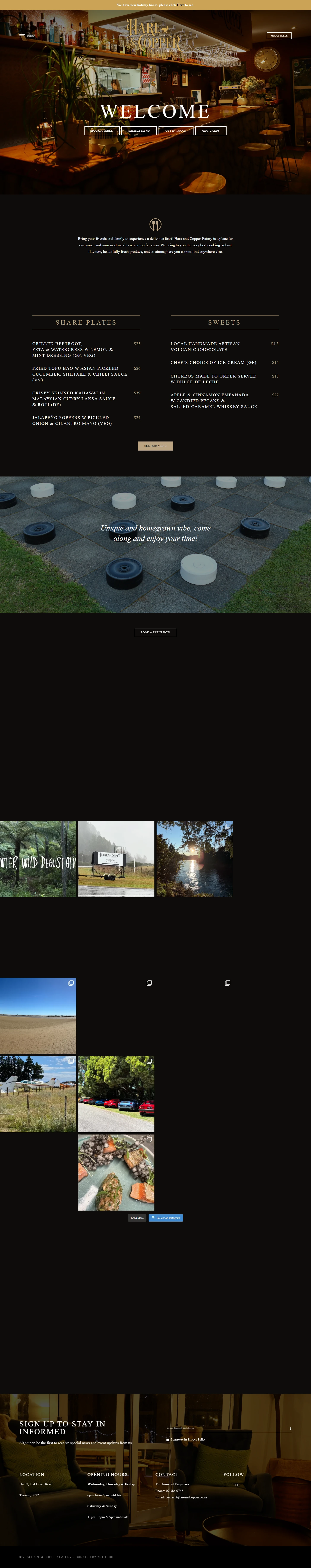 Hare & Copper Eatery website screenshot