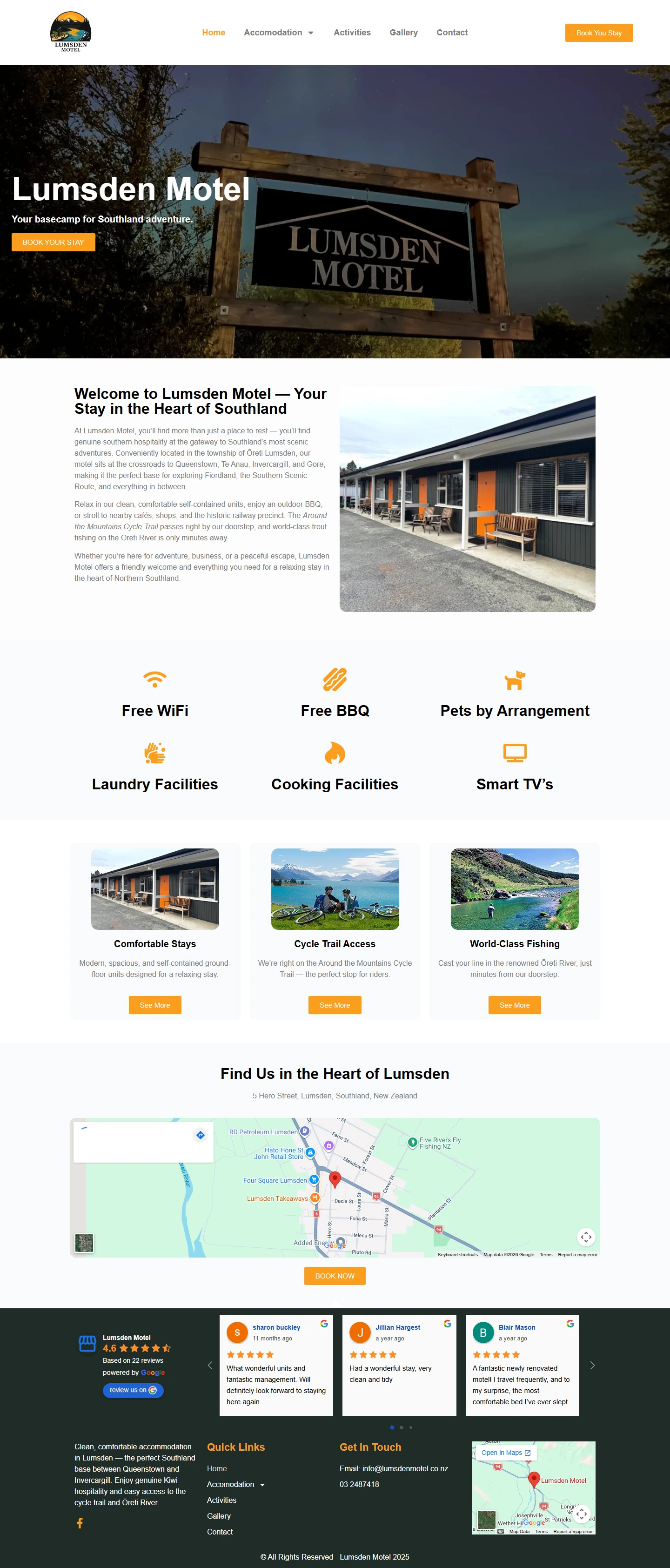 Lumsden Motel website screenshot
