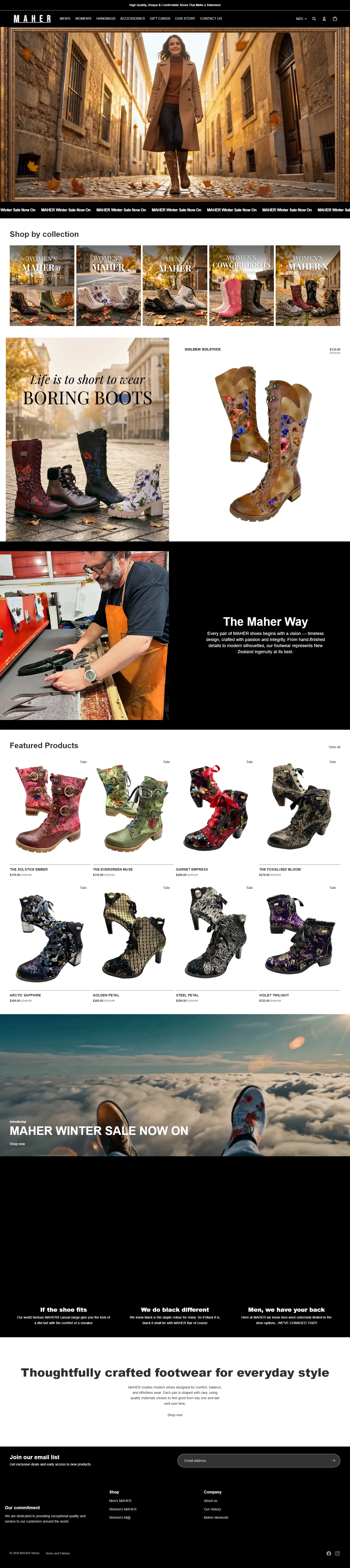 MAHER Shoes website screenshot