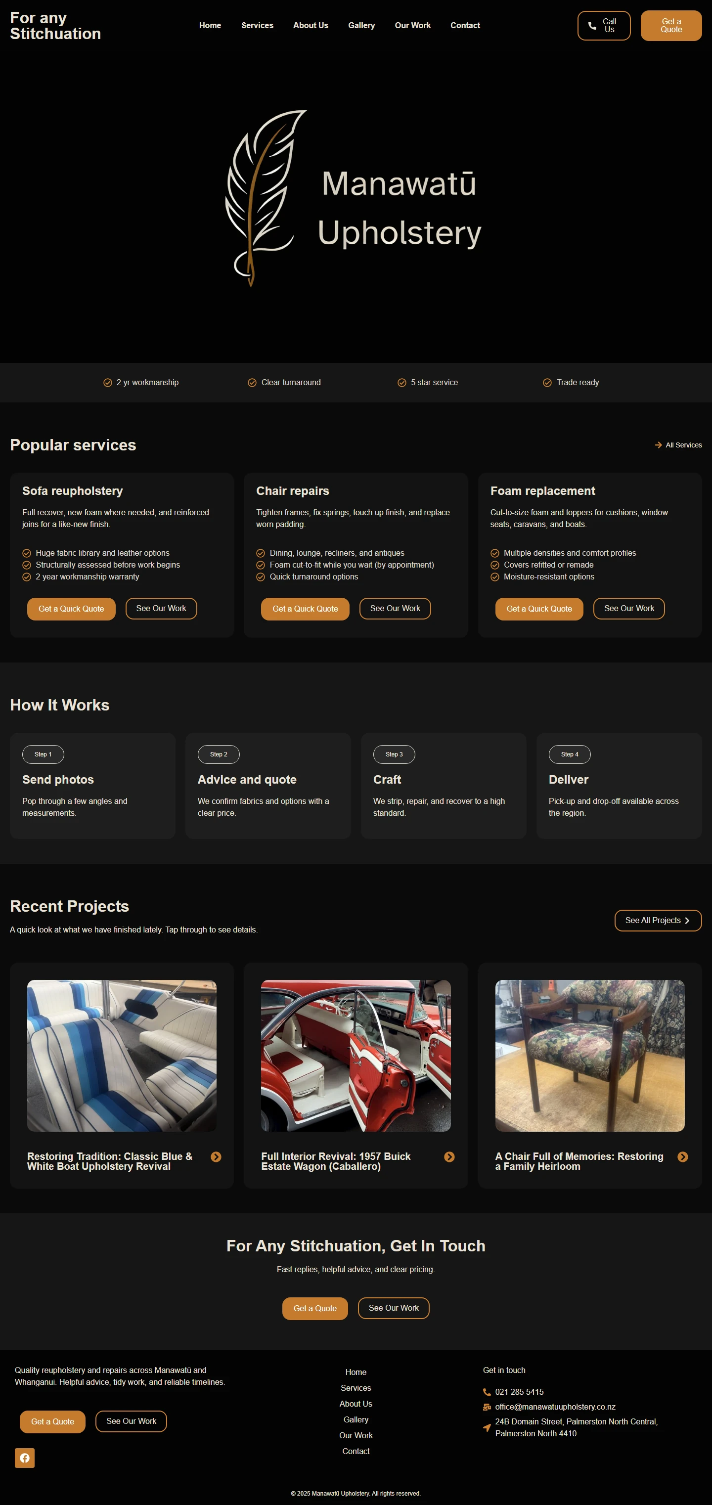 Manawatū Upholstery website screenshot