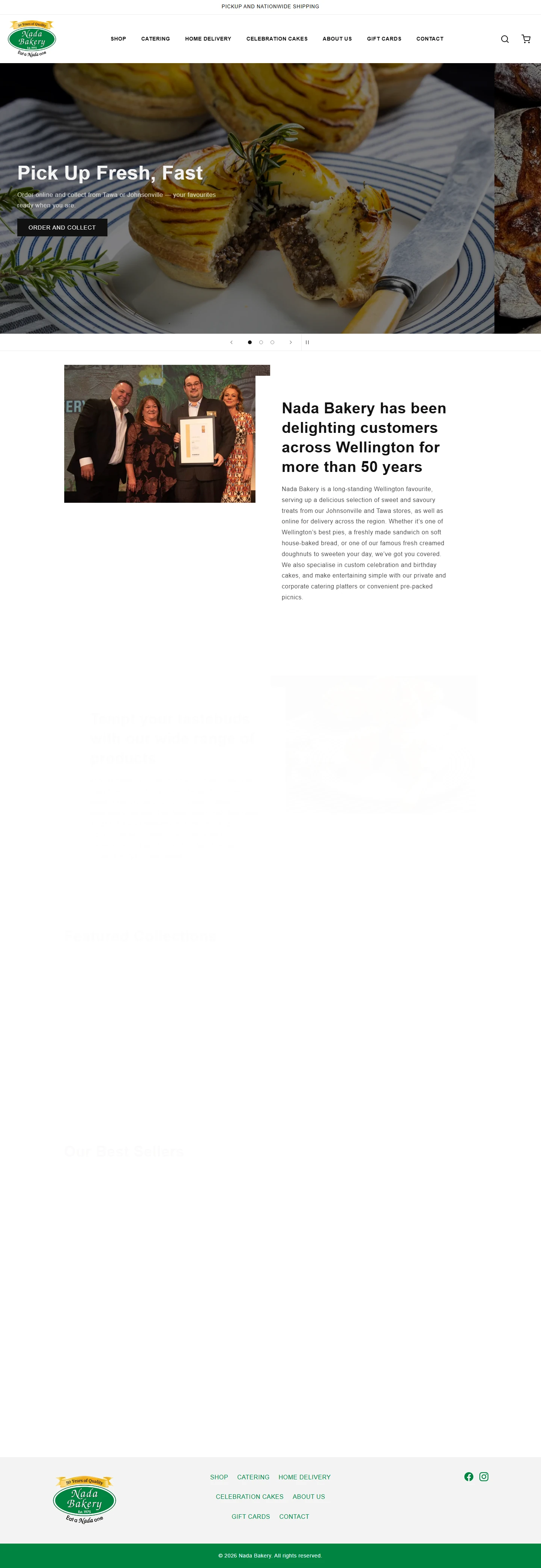 Nada Bakery website screenshot