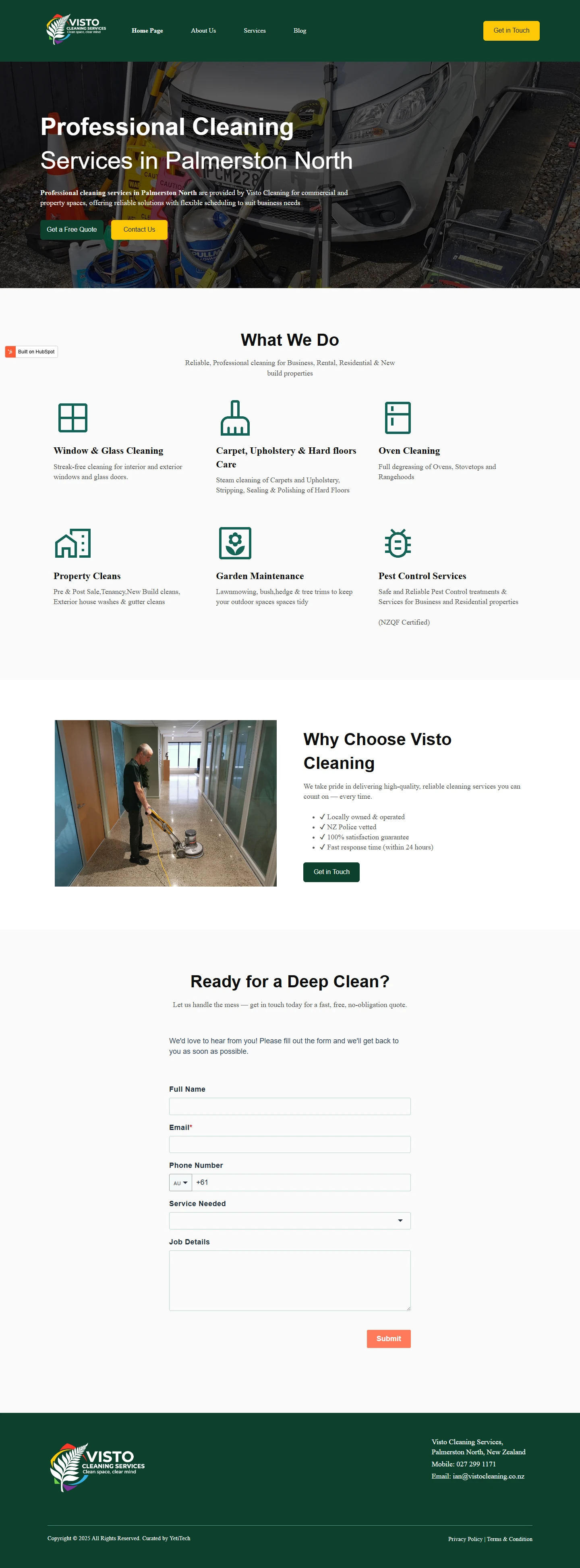 Visto Cleaning website screenshot